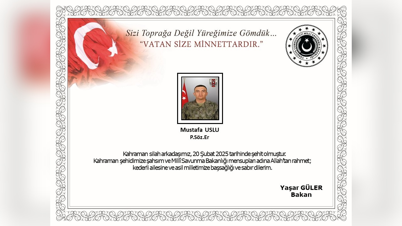 Irak'ın Kuzeyinde Bir Asker Şehit Düştü