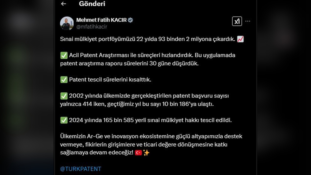 Sınai Mülkiyet Portföyü 2 Milyon Adede Ulaştı