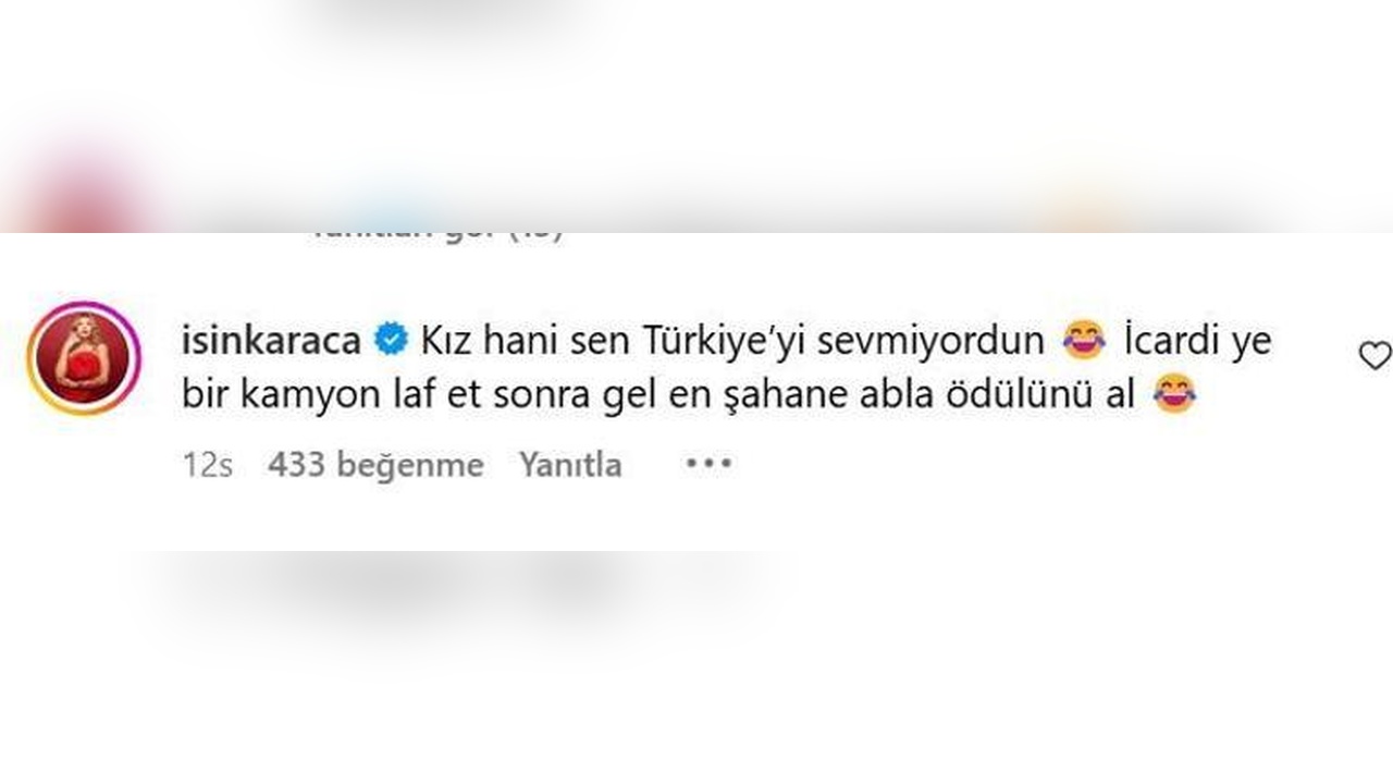 Işın Karaca, Wanda Nara'nın Yılın Kadını Ödülüne Tepki Gösterdi