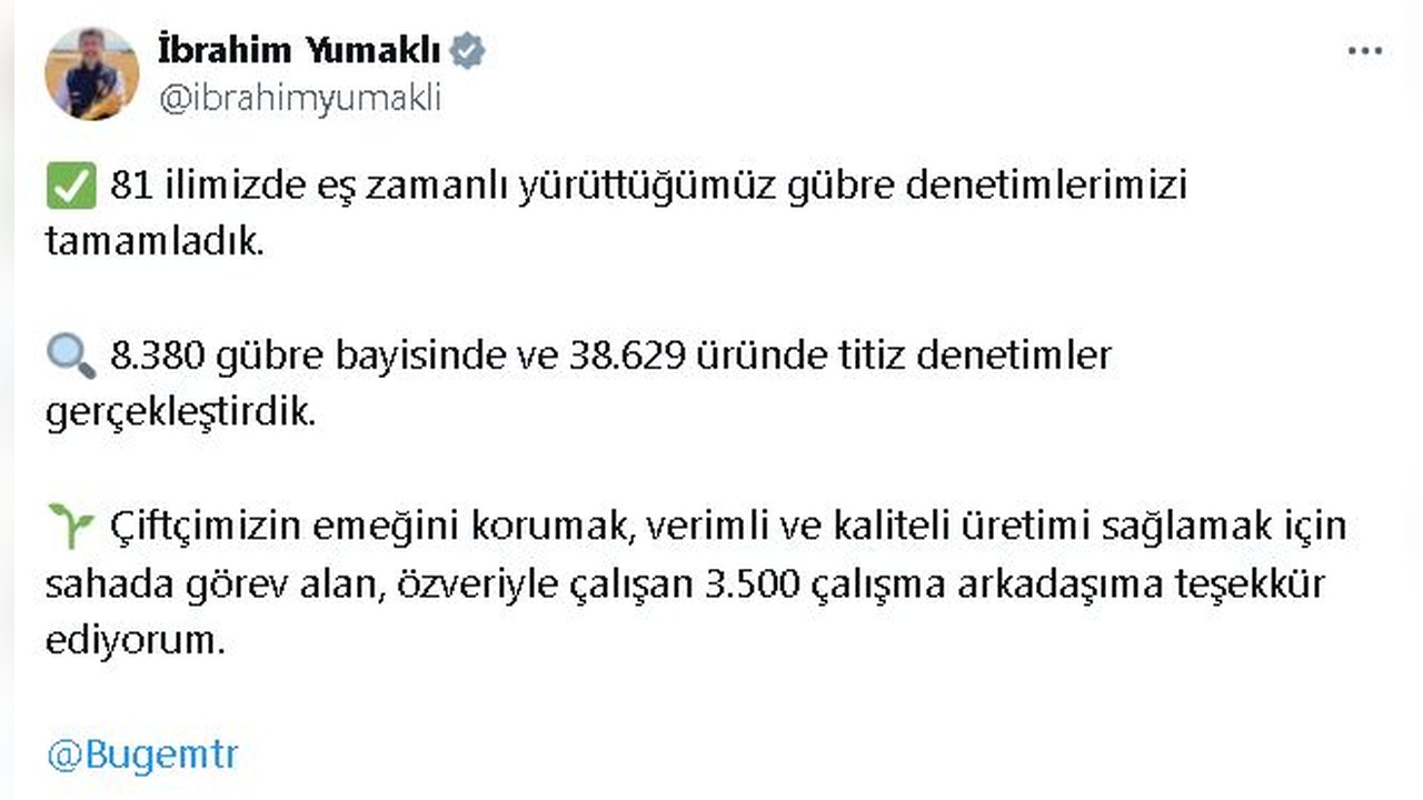 Gübre Denetimleri Tamamlandı