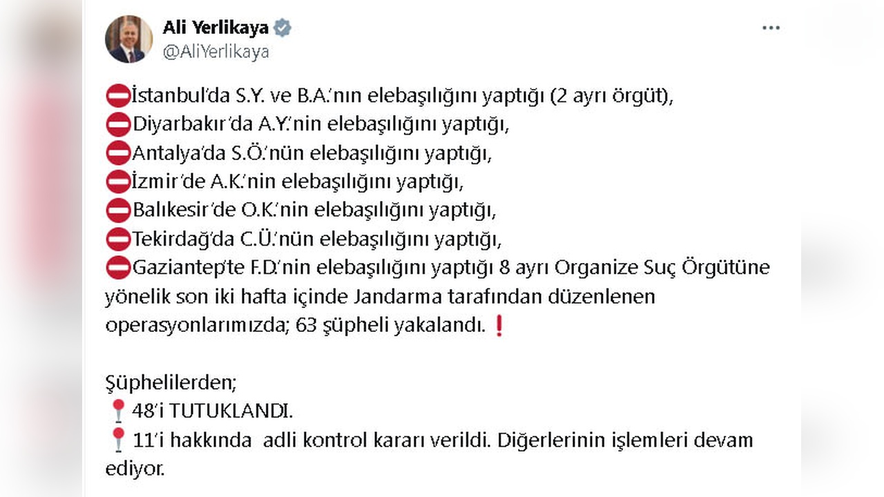 Yedi İlde Suç Örgütüne Yönelik Operasyon: 48 Kişi Gözaltında