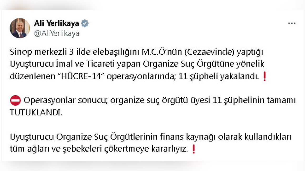 Sinop'ta Suç Örgütüne Yönelik Operasyon: 11 Kişi Tutuklandı