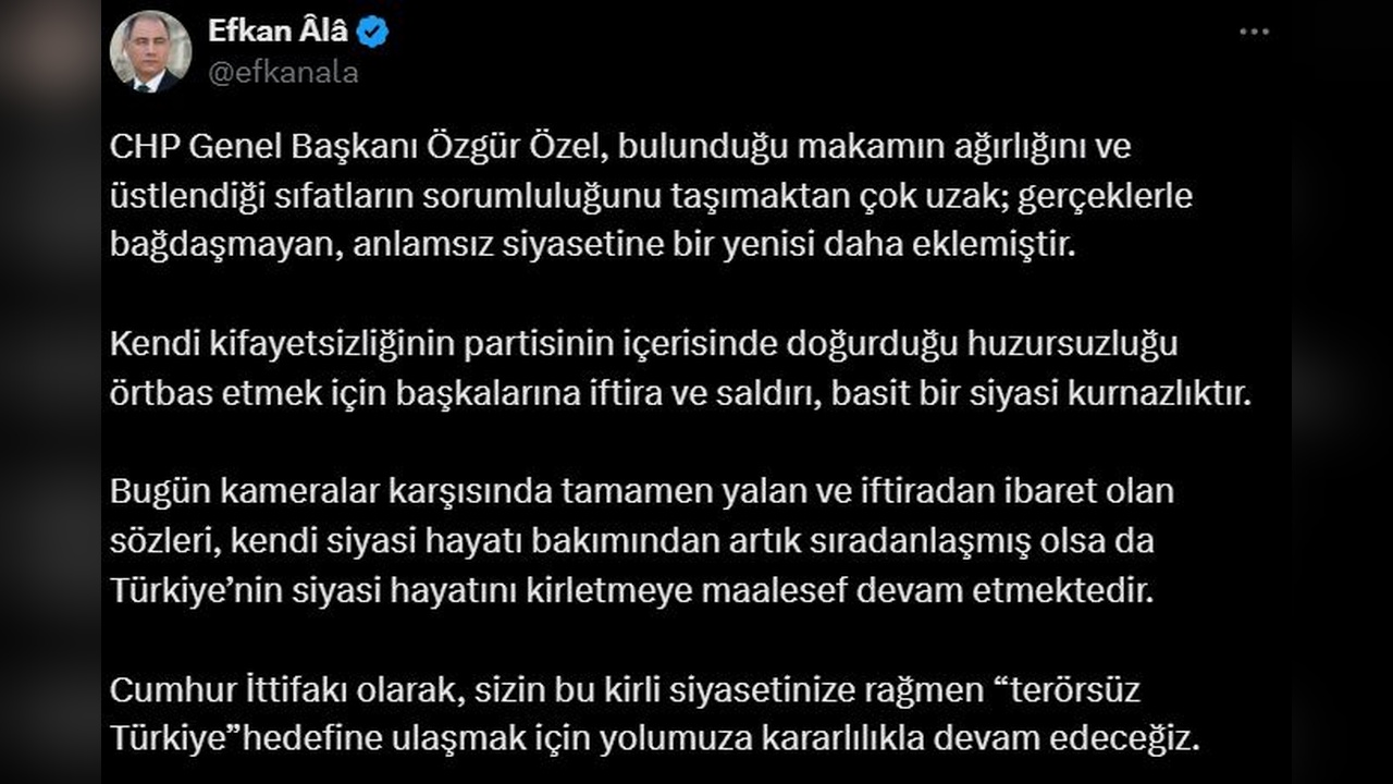 Efkan Ala, Terörsüz Türkiye Vurgusu Yaptı