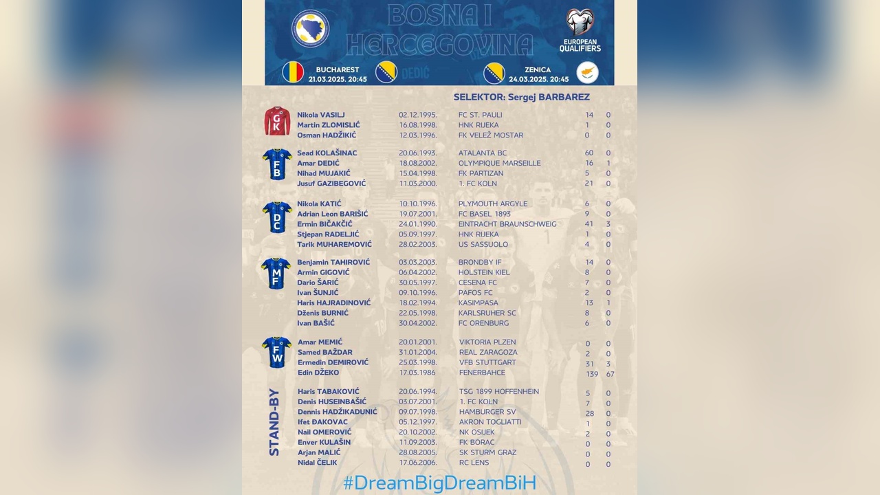 Dzeko ve Hajradinovic, Milli Takım'a Davet Edildi