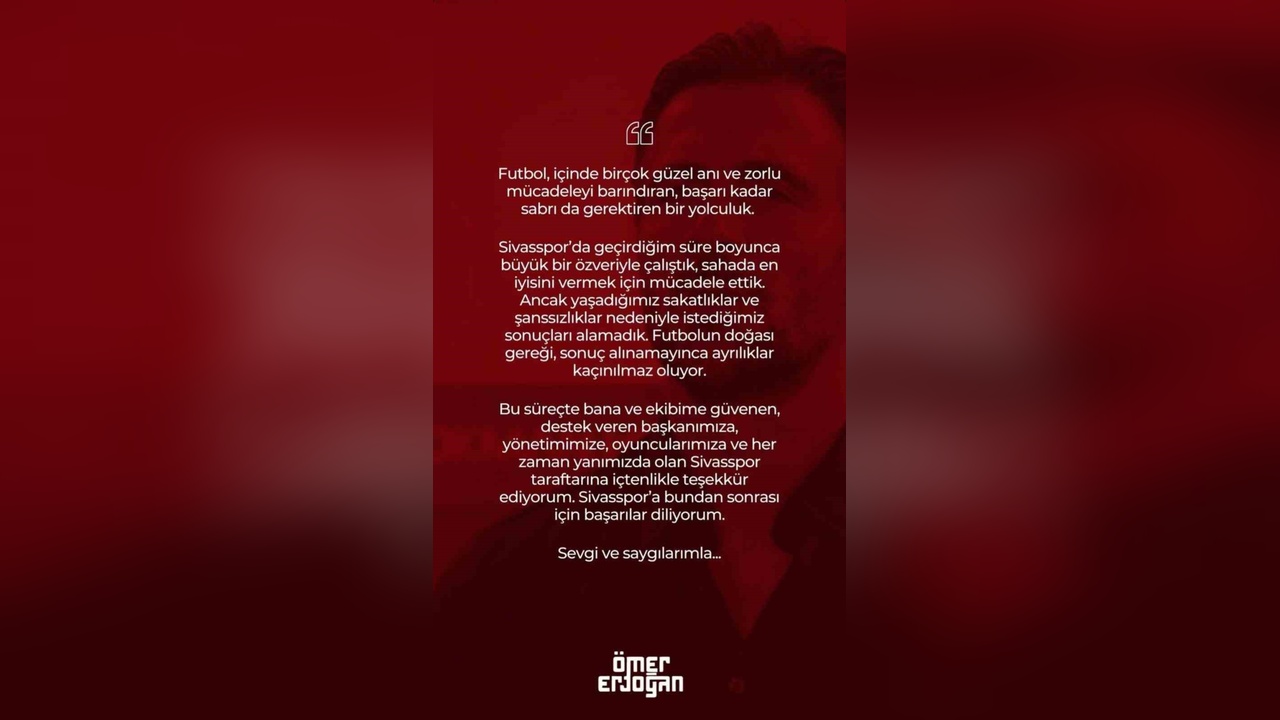 Ömer Erdoğan, Sivasspor ile Yollarını Ayırdı