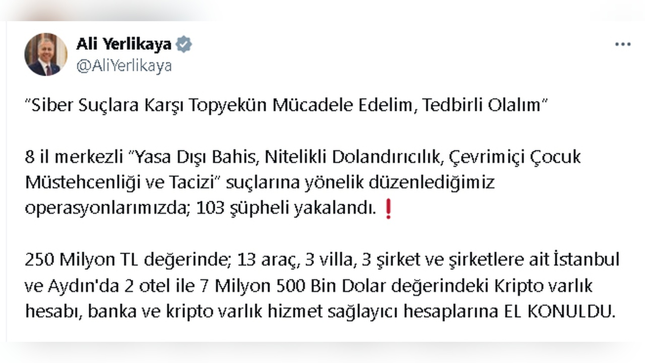 Siber Suçlarla Mücadelede Büyük Operasyon: 103 Gözaltı