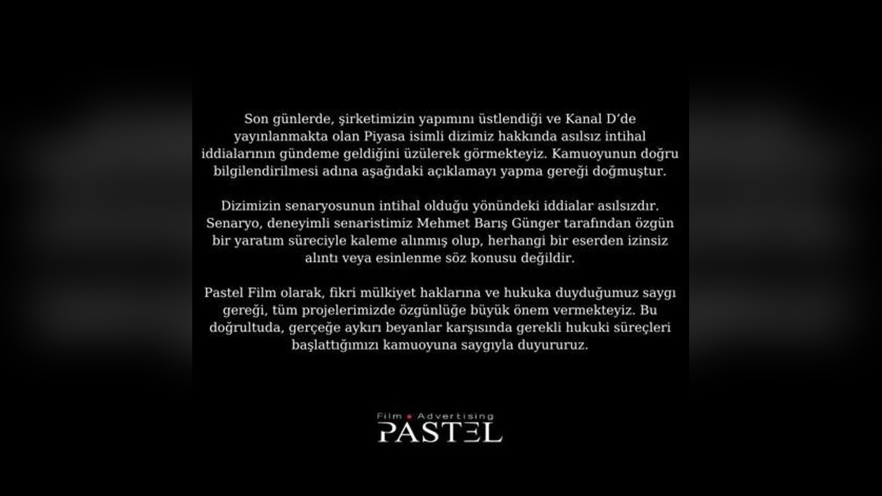 'Piyasa' Dizisi Yapımcılarından Önemli Açıklama