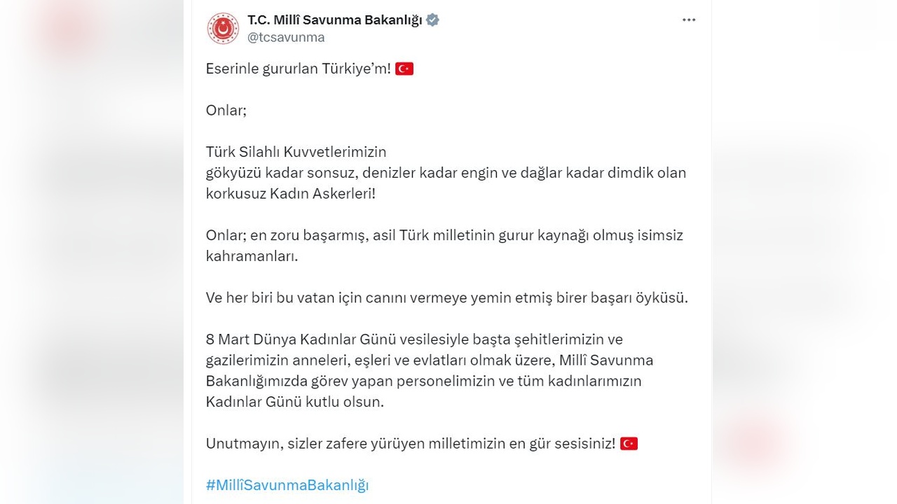 Milli Savunma Bakanlığı, Kadınlar Günü'nü Kutladı