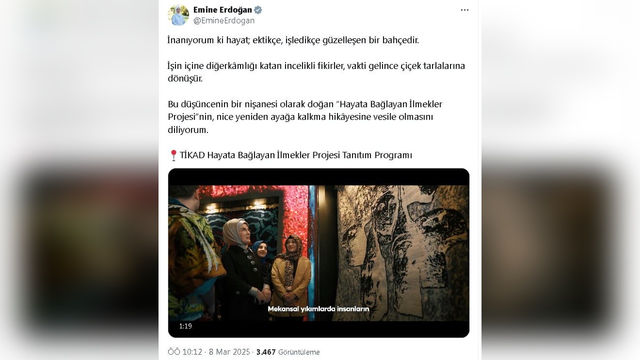 Emine Erdoğan, 'Hayata Bağlayan İlmekler' Projesini Tanıttı
