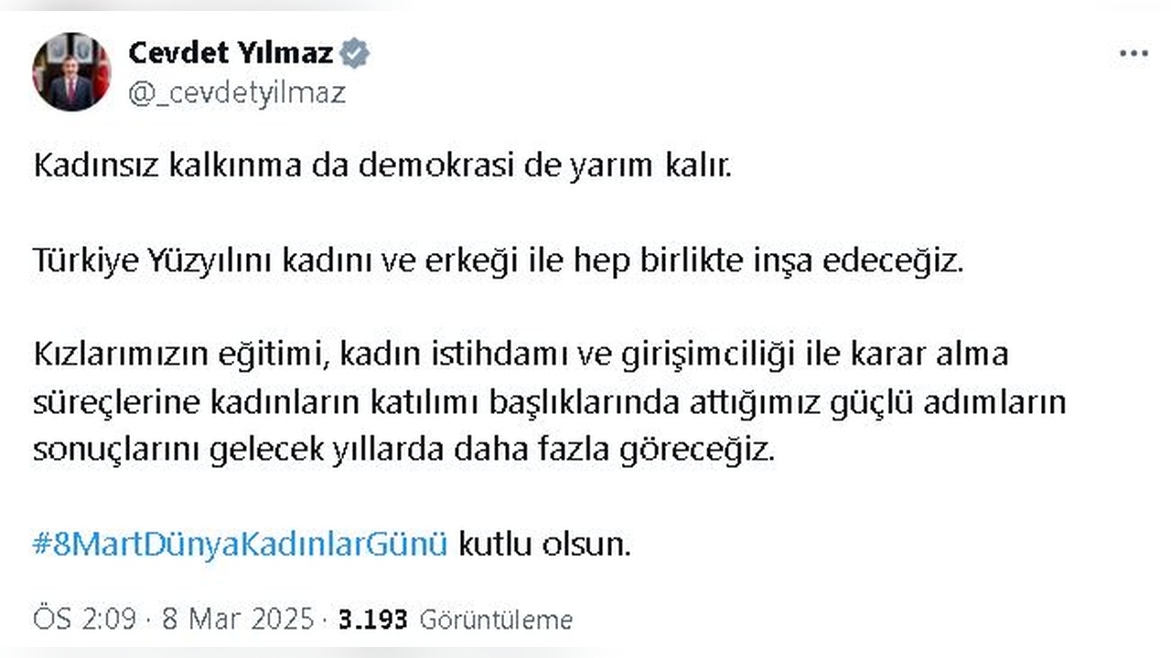 Cevdet Yılmaz'dan Kadınların Rolüne Vurgu