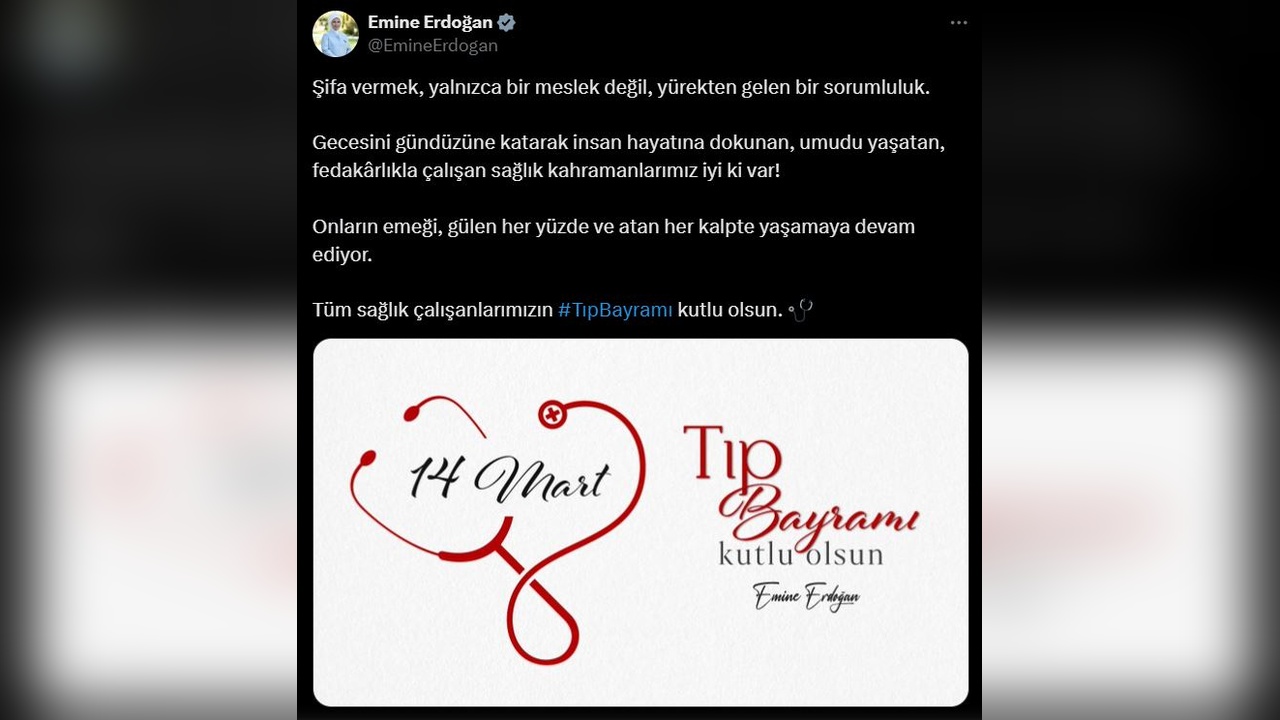 Emine Erdoğan, 14 Mart Tıp Bayramı'nı Kutladı