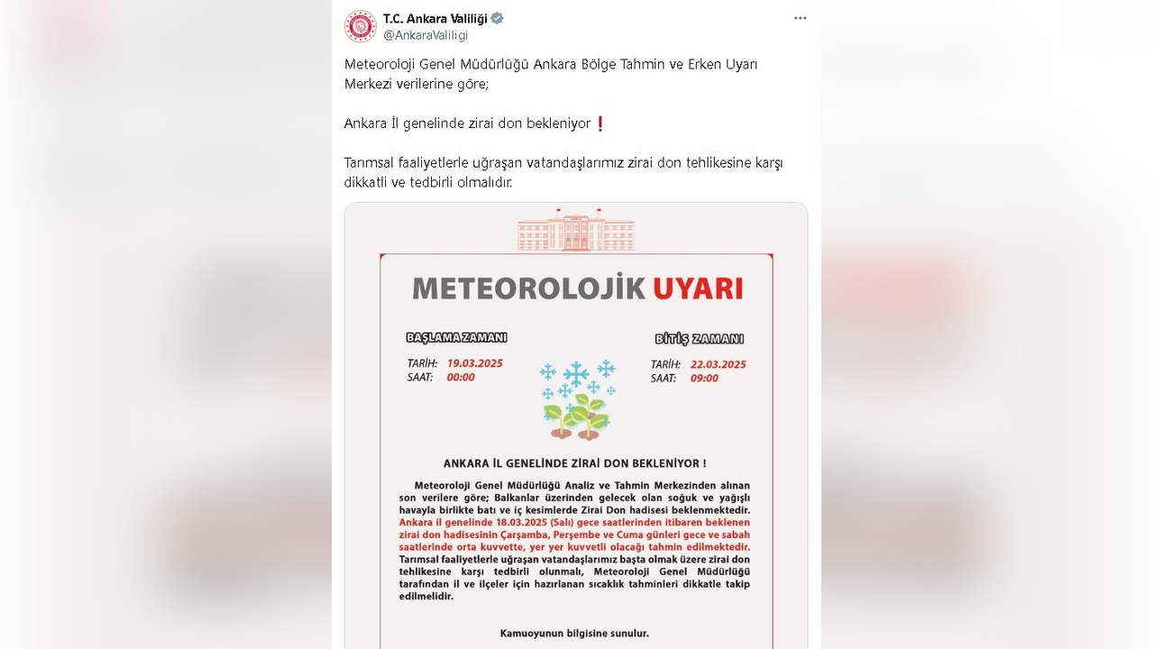 Ankara'da Zirai Don Tehlikesine Dikkat!