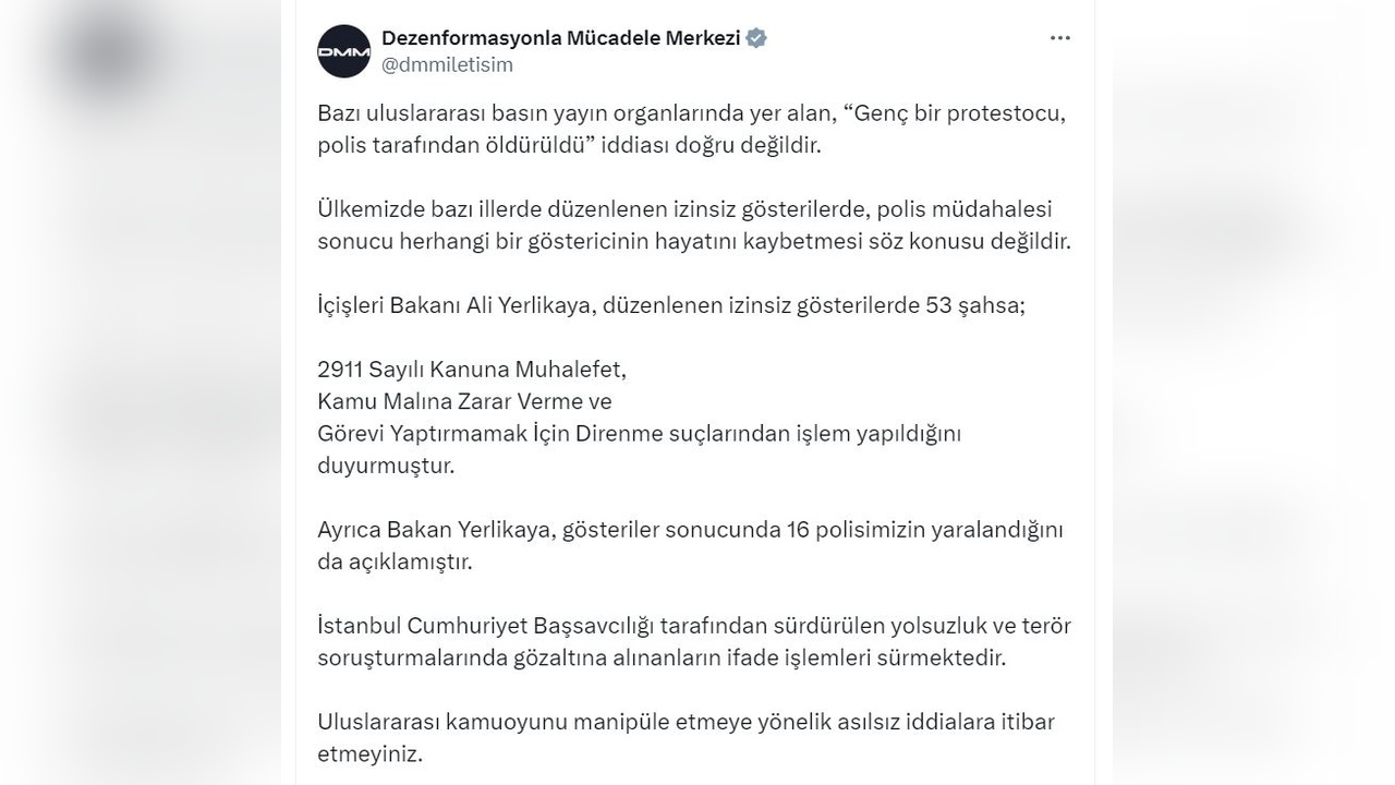İletişim Başkanlığı'ndan Protesto İddialarına Yanıt