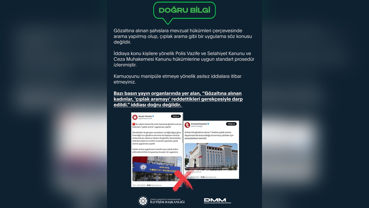 İletişim Başkanlığı, Gözaltındaki Kadınlarla İlgili İddiaları Yalanladı