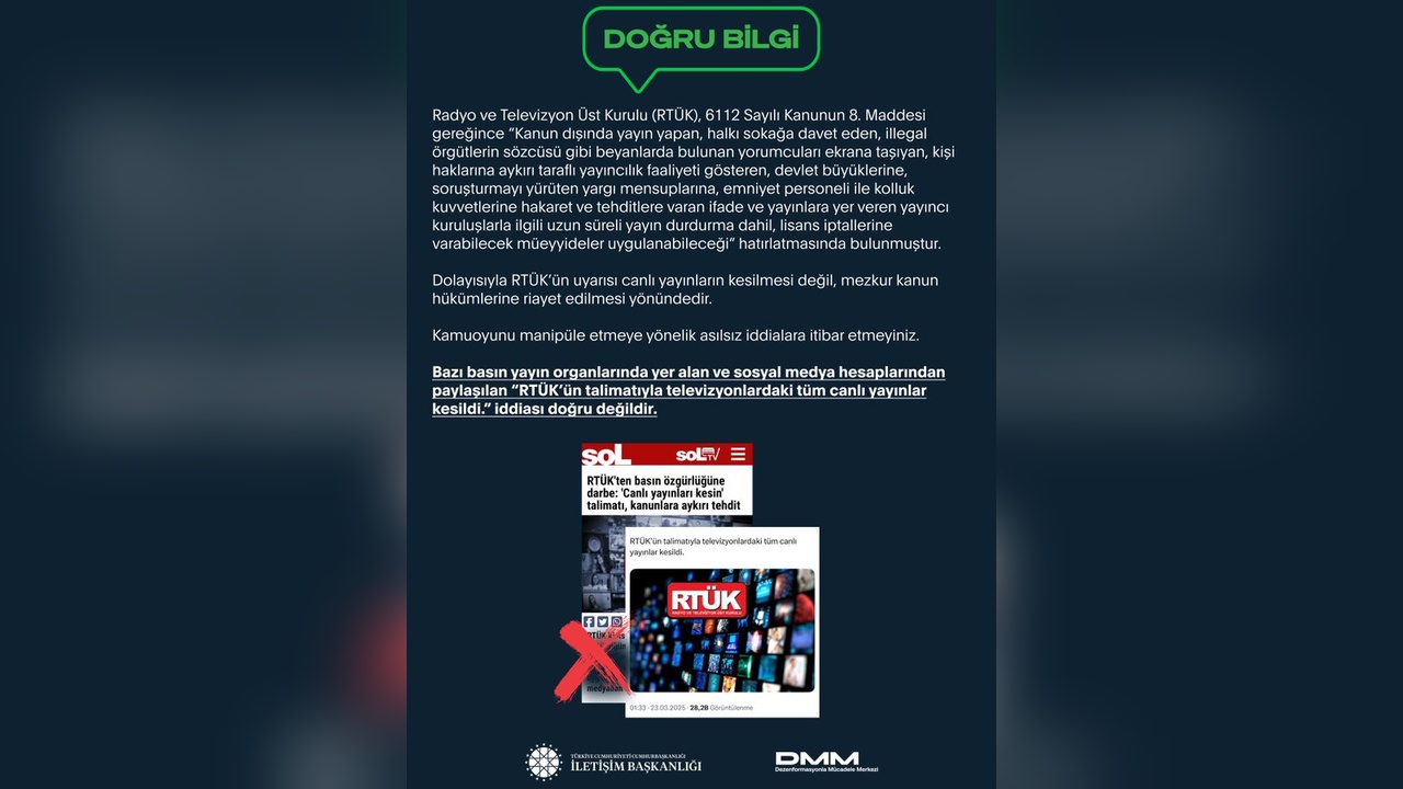 İletişim Başkanlığı'ndan Canlı Yayın Kesintisi İddialarına Yanıt