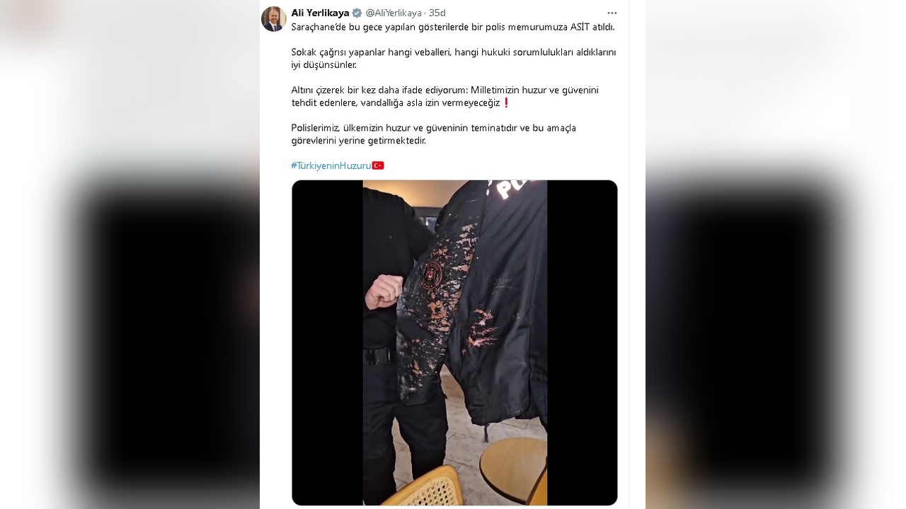 Saraçhane'deki Gösterilerde Polis Memuruna Asit Atıldı