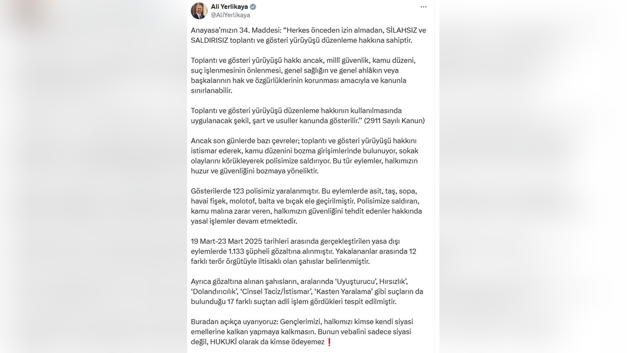 Yasa Dışı Eylemler Kapsamında 1133 Şüpheli Gözaltına Alındı