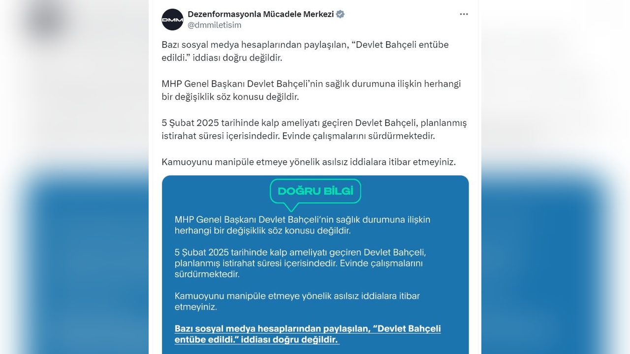 İletişim Başkanlığı, Devlet Bahçeli Hakkında Yalan İddiaları Reddetti