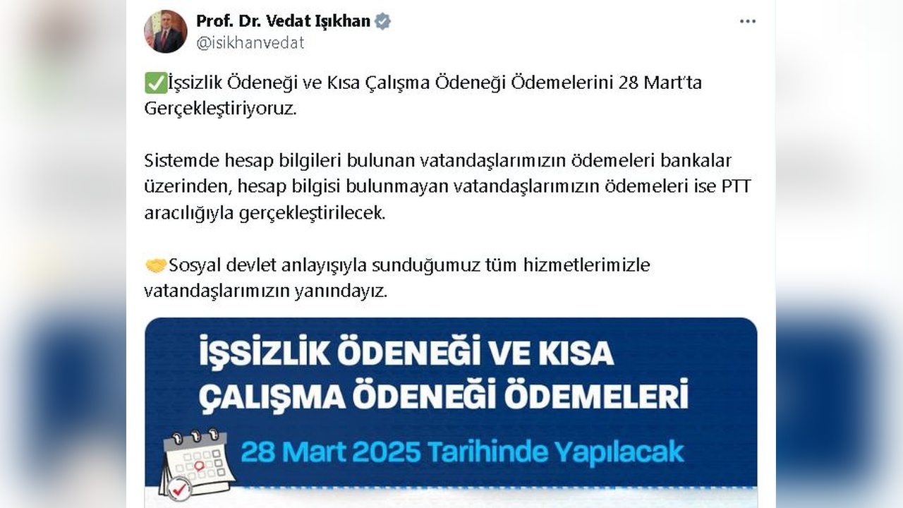 İşsizlik ve Kısa Çalışma Ödenekleri 28 Mart'ta Hesaplara Geçiyor