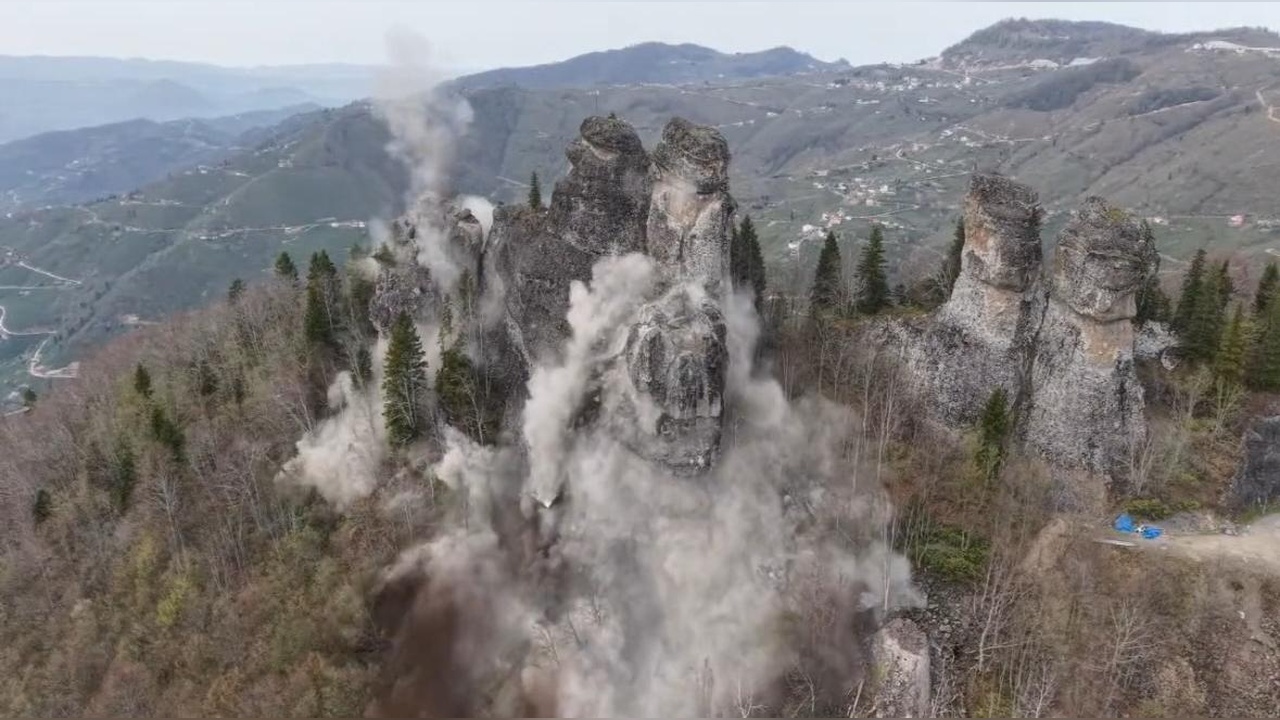 Ordu'daki Peribacaları Kontrollü Patlatma İşlemi Gerçekleşti