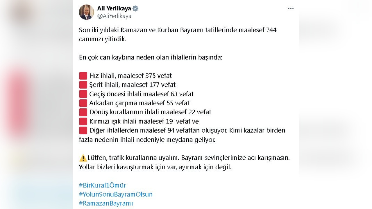 Bayram Tatillerinde 744 Can Kaybı Yaşandı