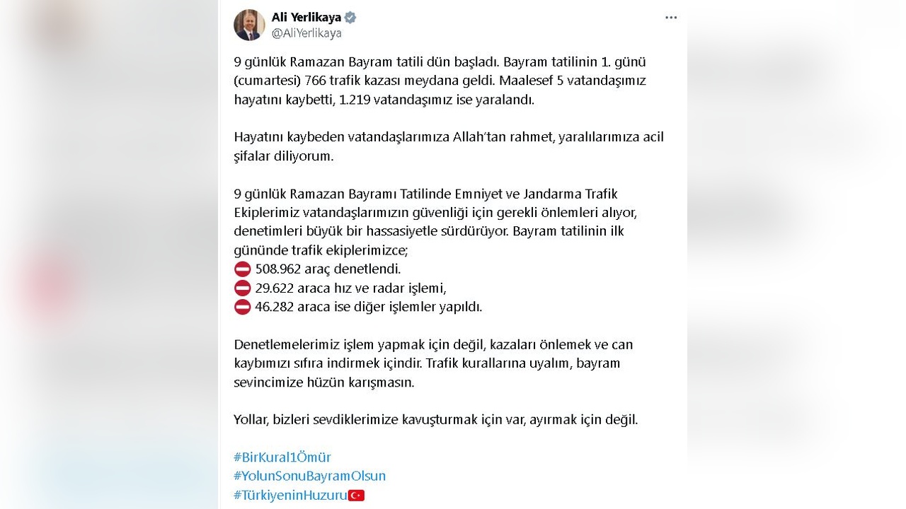 Bayram Tatilinde 766 Trafik Kazası: 5 Ölü