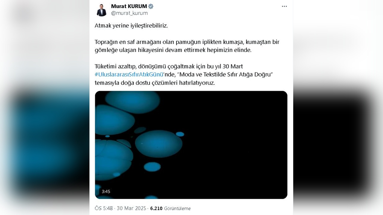 Bakan Kurum, Uluslararası Sıfır Atık Günü'nü Kutladı