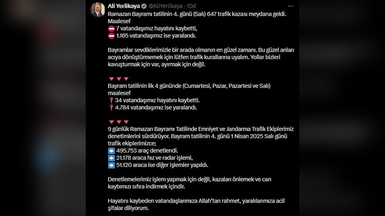 Bayram Tatilinde 34 Kayıp: Bakan Yerlikaya Açıklama Yaptı
