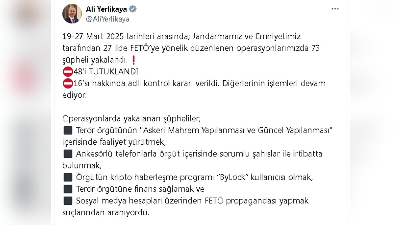 FETÖ'ye Yönelik Operasyon: 27 İlde 48 Tutuklama