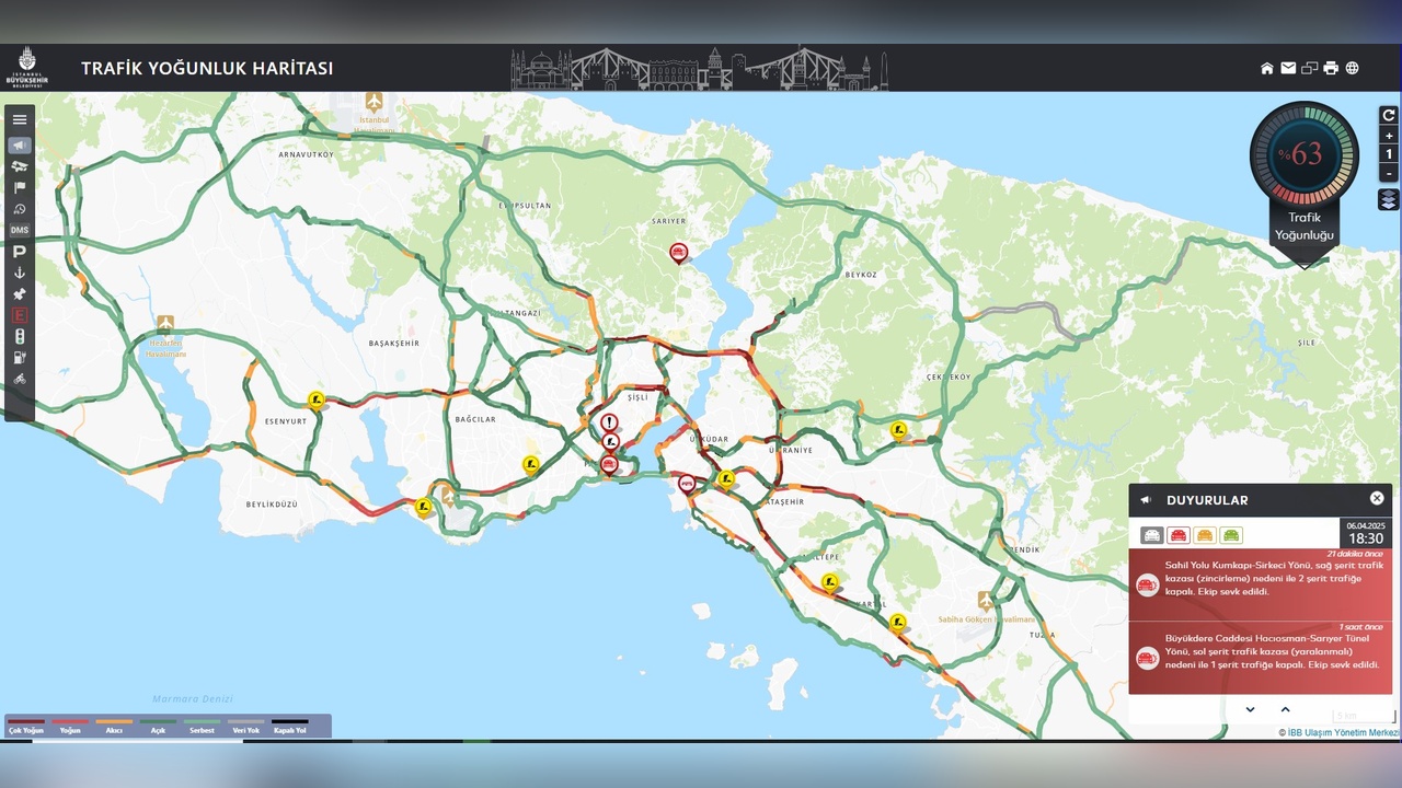 İstanbul'da Trafik Yoğunluğu Yüzde 63'e Ulaştı