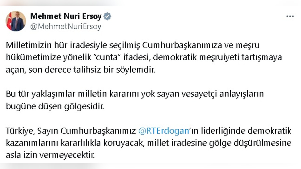 Bakan Ersoy'dan Cumhurbaşkanı'na Yönelik Eleştirilere Tepki