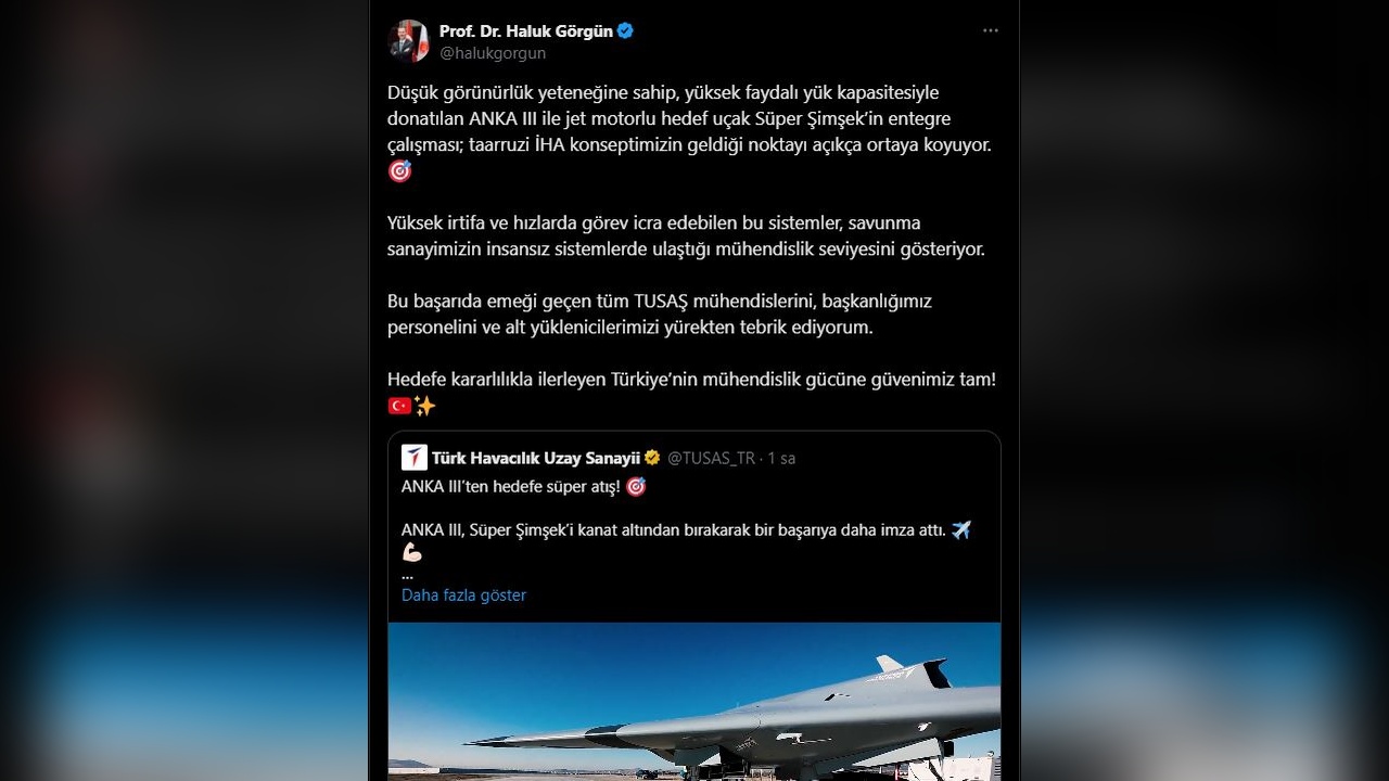 ANKA 3, Süper Şimşek Füzesi ile Hedef Vurdu