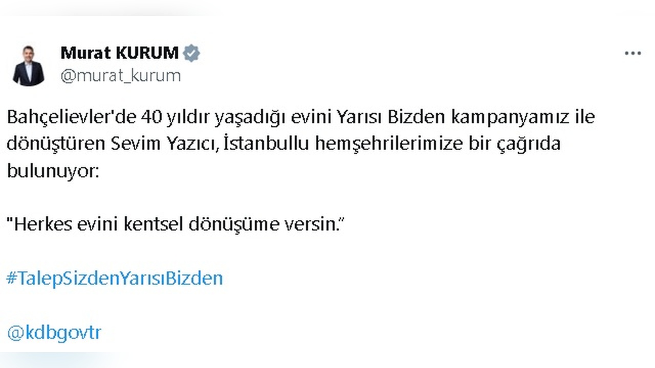 Bakan Kurum, 'Yarısı Bizden' Projesini Duyurdu