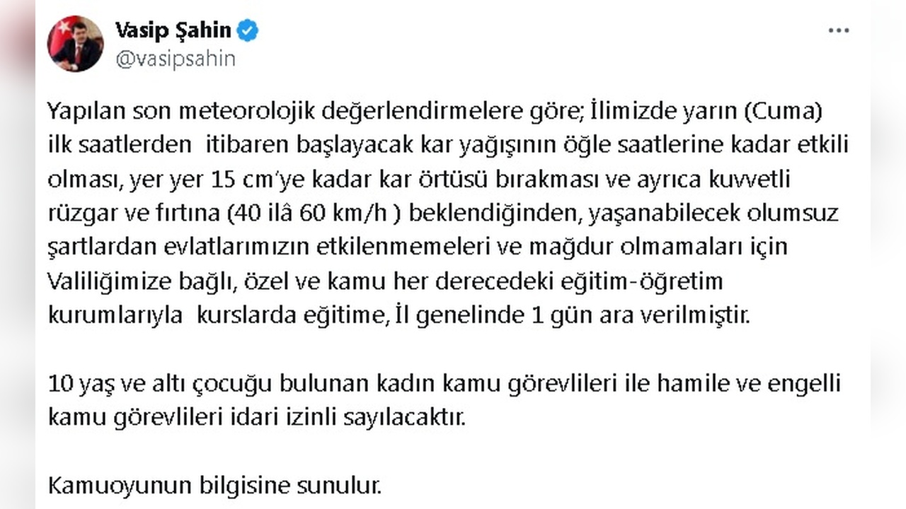 Ankara'da Kar Yağışı Eğitimi Etkiledi