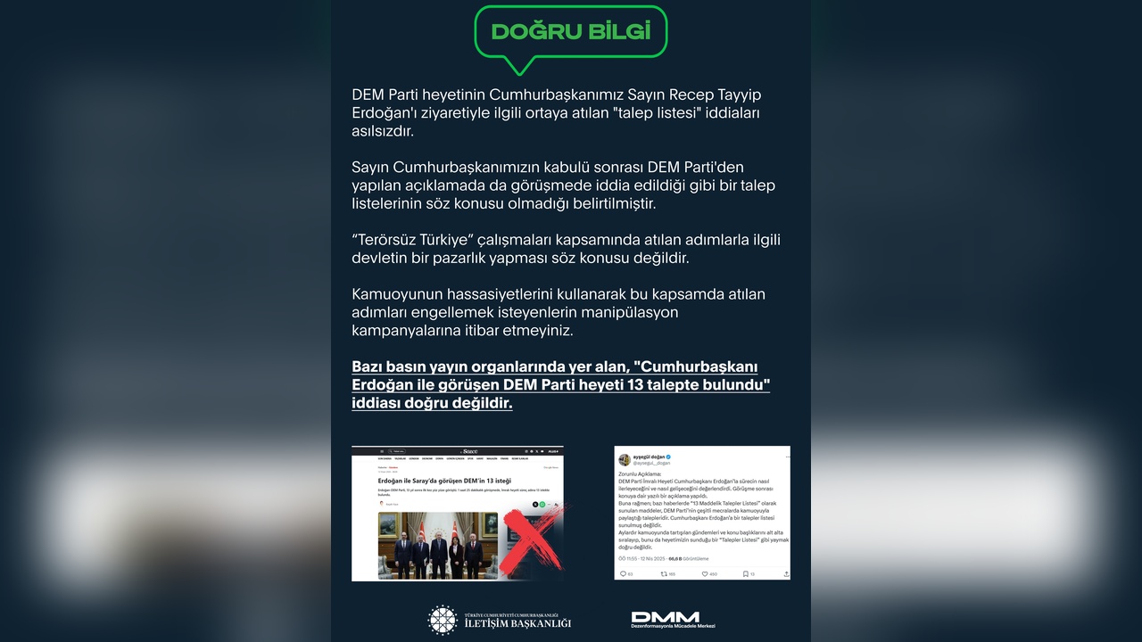 DEM Parti Heyetinin 13 Talep İddiası Yalanlandı