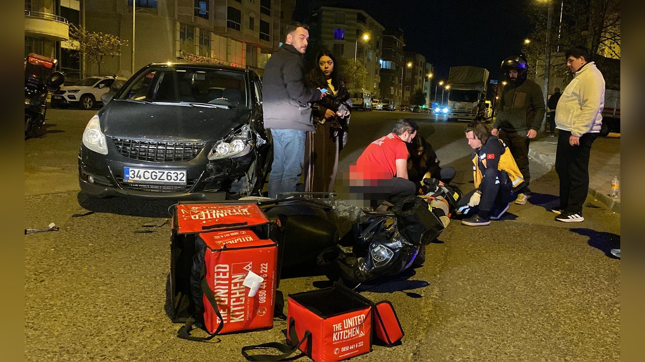 Motosiklet Kazasında Kurye Yaralandı