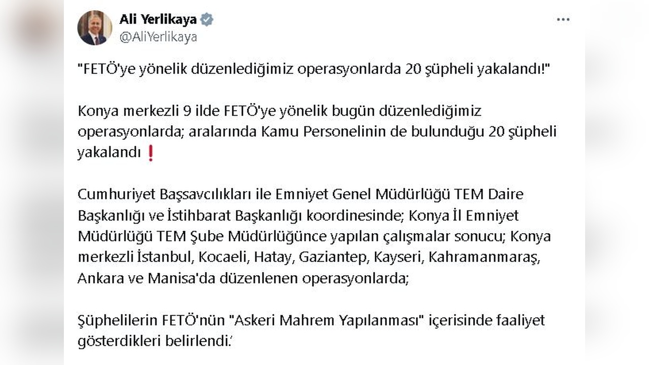 FETÖ Operasyonu Kapsamında 20 Kişi Gözaltına Alındı