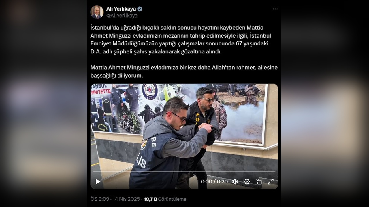 Minguzzi'nin Mezarı Tahrip Edildi, Şüpheli Gözaltında
