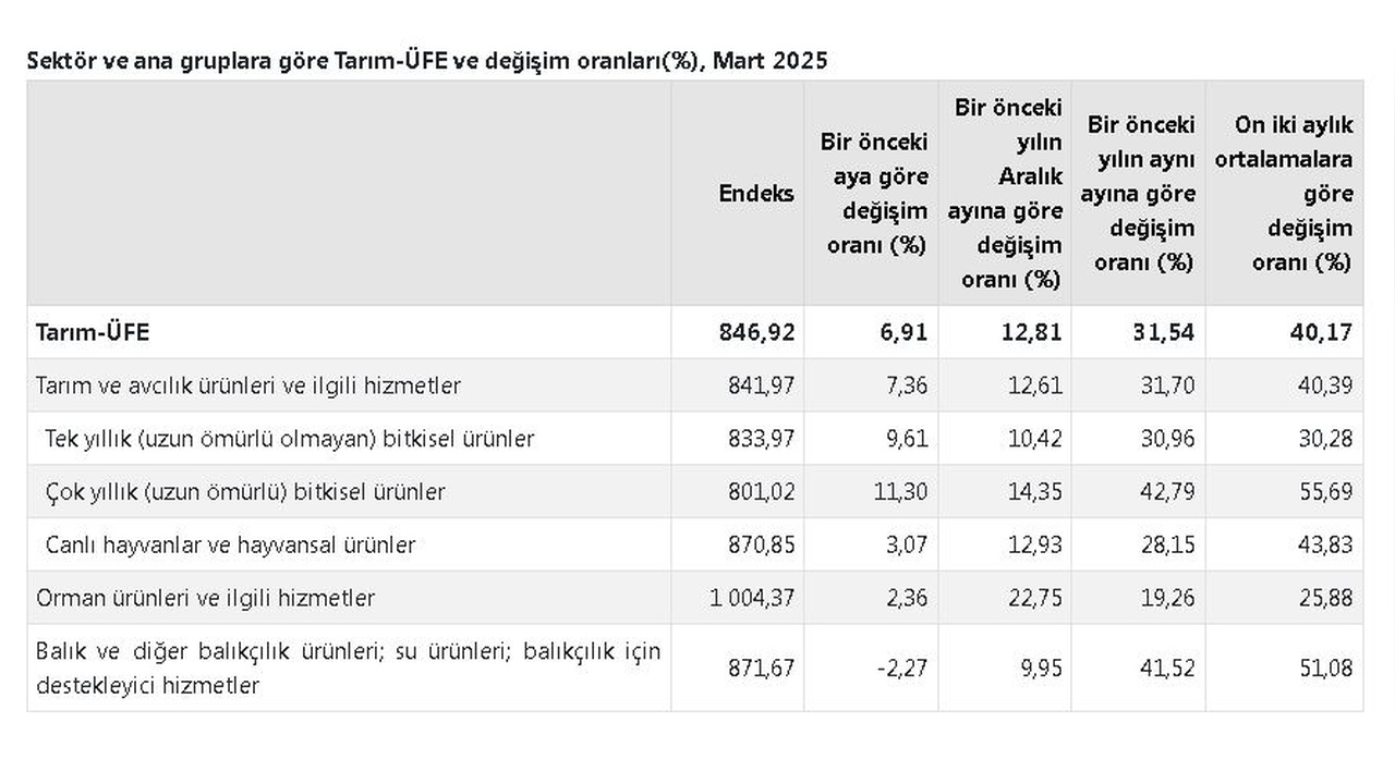 Mart Ayında Tarım Ürünleri Üretici Fiyatlarında Artış Yaşandı