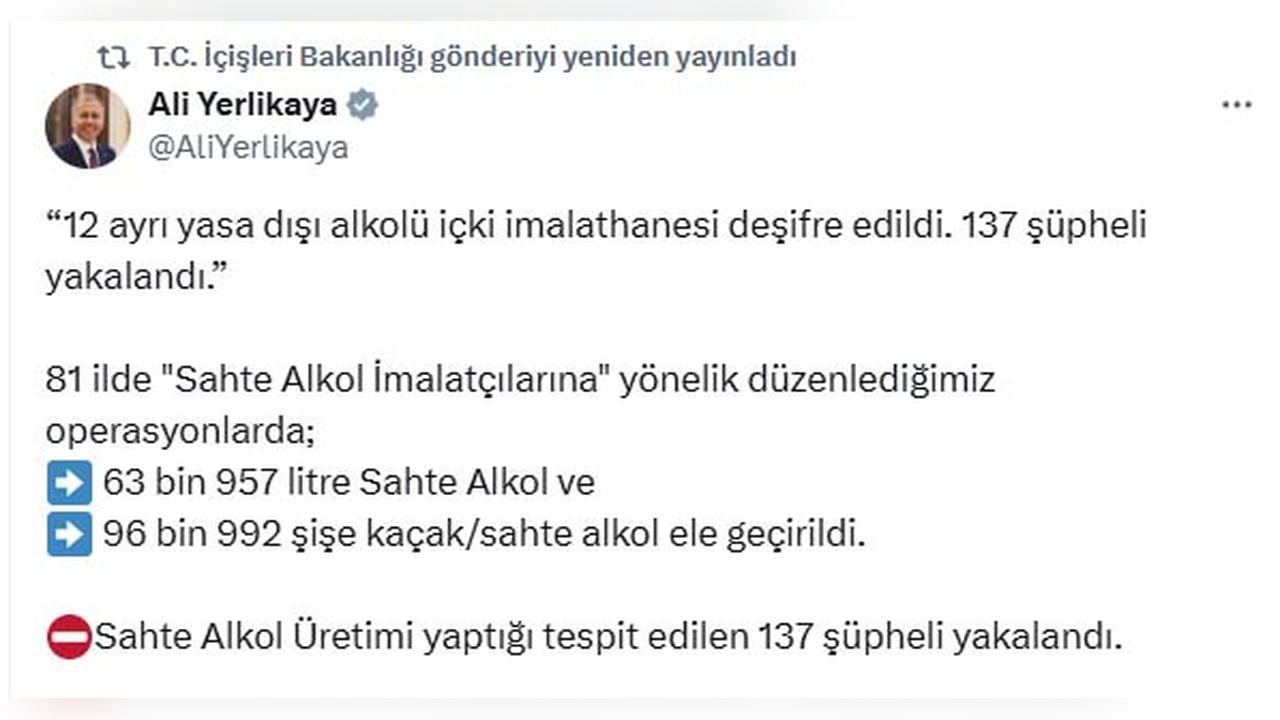 Türkiye Genelinde Sahte İçki Operasyonları: 137 Kişi Gözaltına Alındı