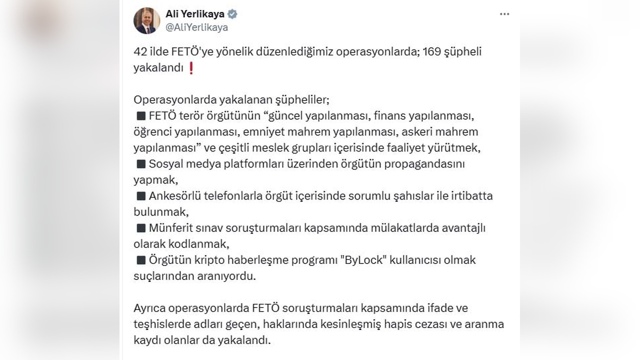 Türkiye Genelinde 42 İlde FETÖ Operasyonları: 169 Kişi Gözaltına Alındı