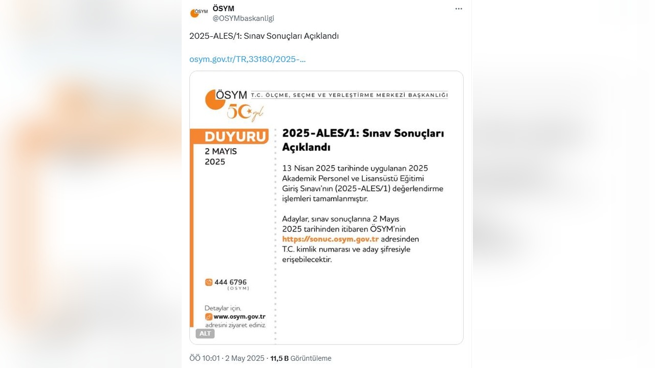 2024 ALES Sonuçları Resmen Duyuruldu