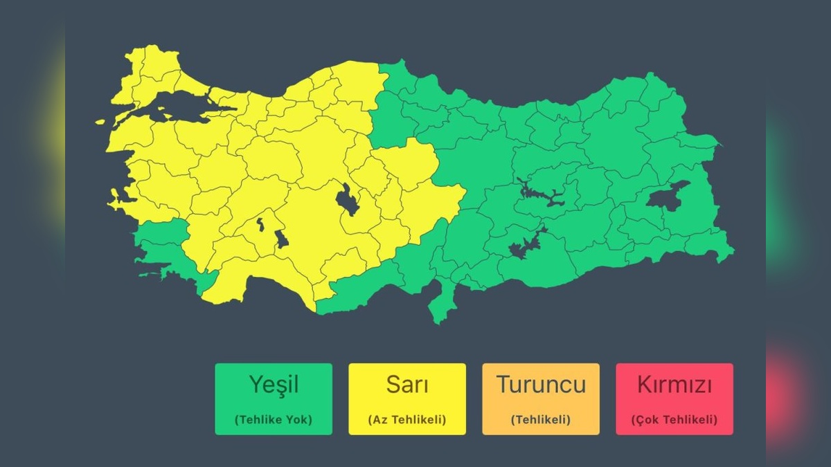 İçişleri Bakanlığı'ndan 38 il için sarı fırtına uyarısı