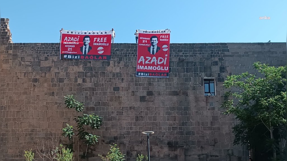 Diyarbakır'da İmamoğlu için pankart asan CHP'lilerden ifade