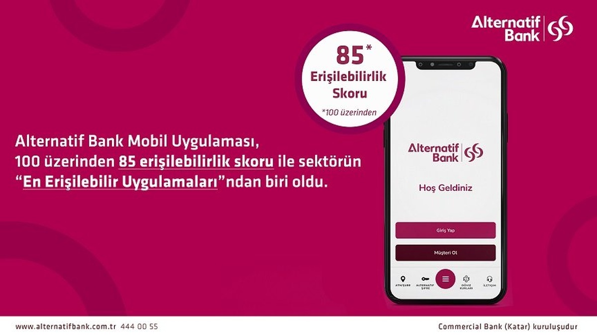 Alternatif Bank mobil uygulaması, 85 erişilebilirlik skoru ile sektörde ön sırada