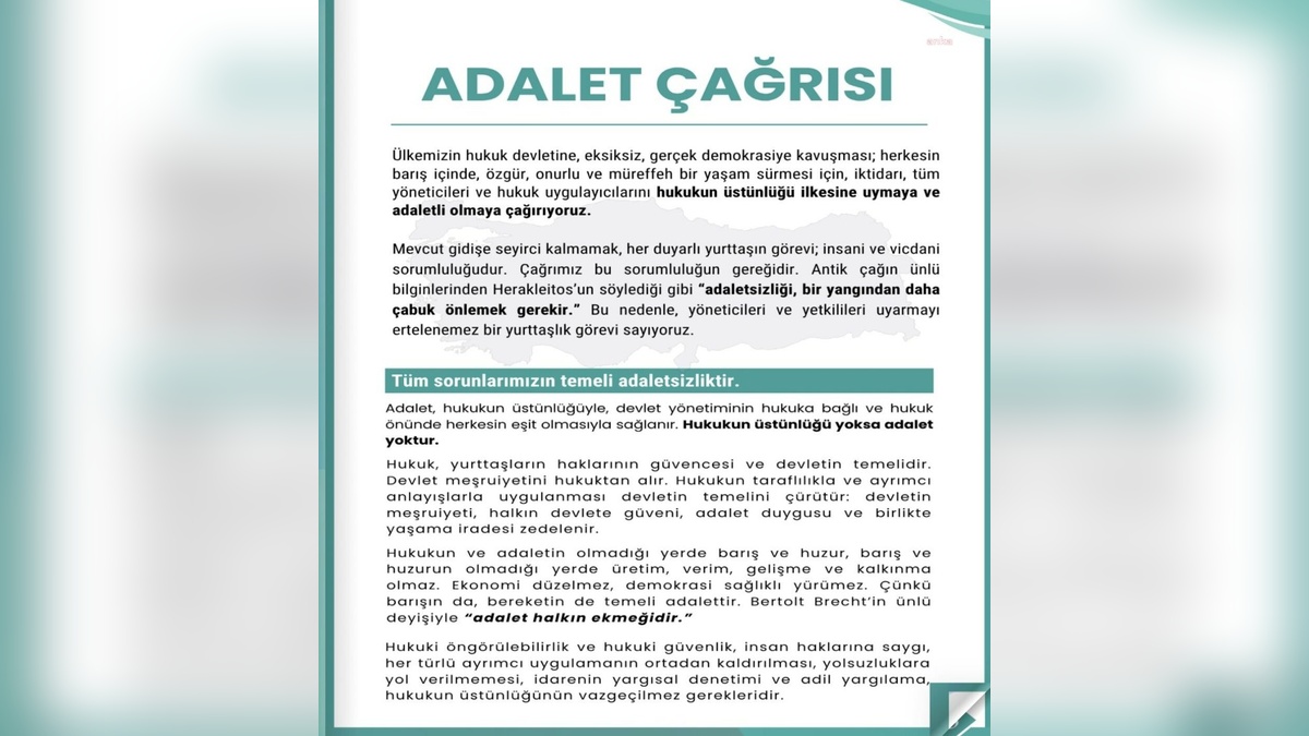 Eski Bakanlar'dan 'Adalet Çağrısı': Hukuk Devleti İçin Önemli Bildiri