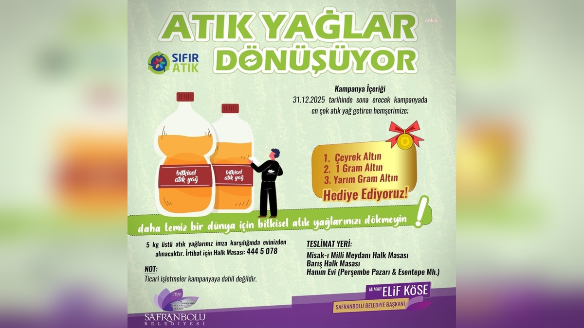 Safranbolu'da atık yağ kampanyası: Altınla ödüllendirme