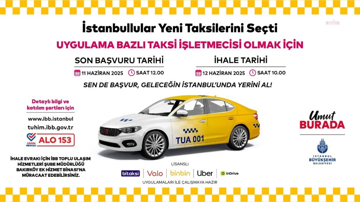 İstanbul'da 150 yeni taksi için ihale: 12 Haziran'da ilk açık artırma