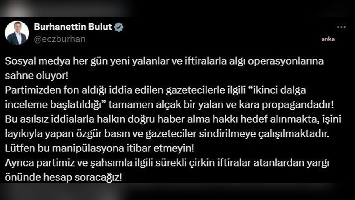 Bulut: Asılsız iddialarla özgür basın sindiriliyor