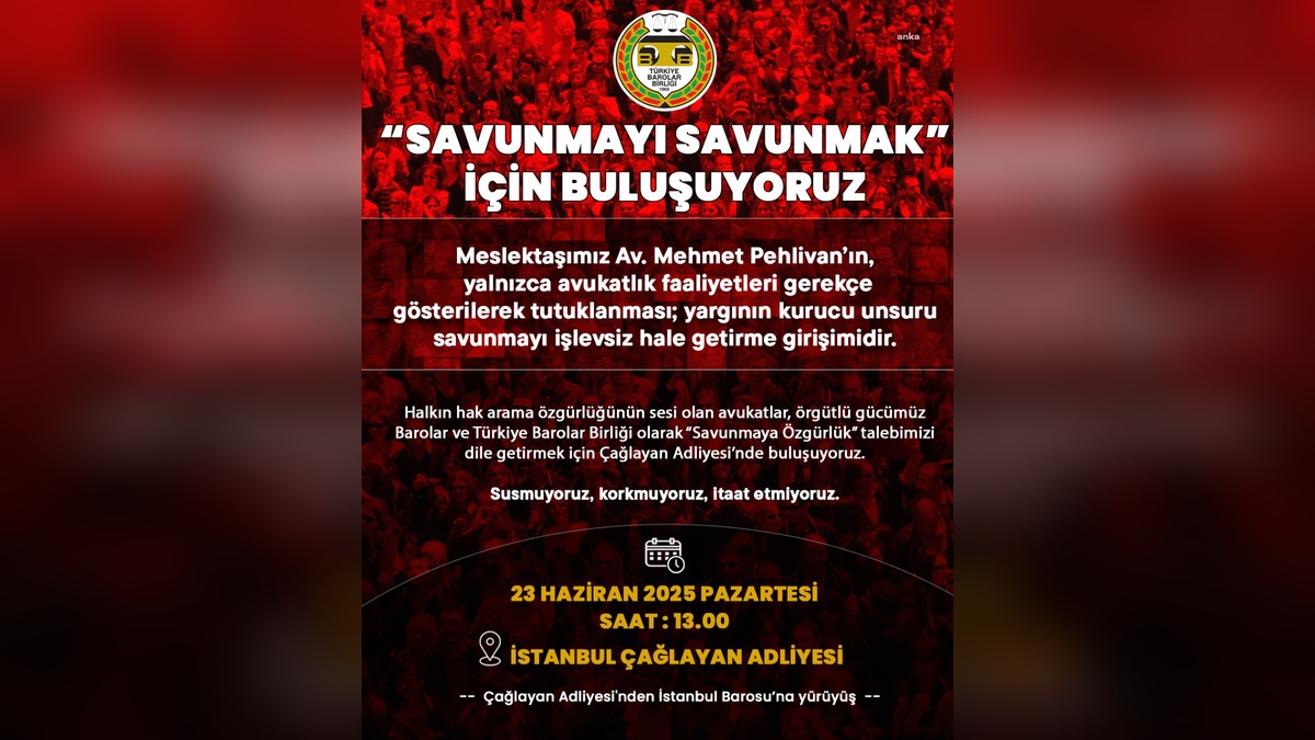 TBB, Av. Mehmet Pehlivan'ın tutuklanmasını protesto edecek
